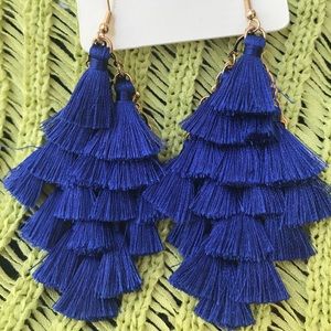 Tassel Chandelier Royal Blue Earrings